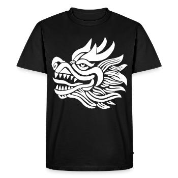 Chinese Dragon Head (White) - Men's Premium Organic T-Shirt - black - Front - Nico (187cm)