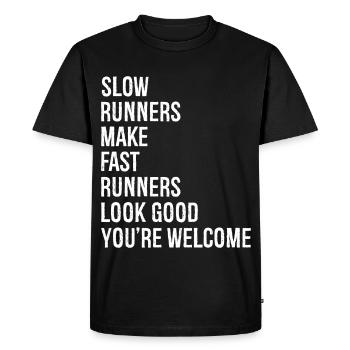 Slow Runners Make Runners Look Good Funny Shirt - Men's Premium Organic T-Shirt - black - Front - Nico (187cm)