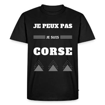 Je peux pas je suis Corse humour blague Corse - T-shirt Premium bio Homme - noir - Devant - Nico (187cm)