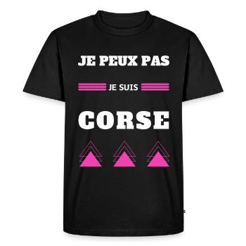 Je peux pas je suis Corse humour blague Corse - T-shirt Premium bio Homme - noir - Devant - Nico (187cm)