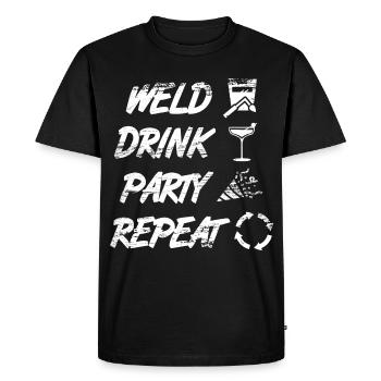welding, drinking, celebrating, repeating - Men's Premium Organic T-Shirt - black - Front - Nico (187cm)