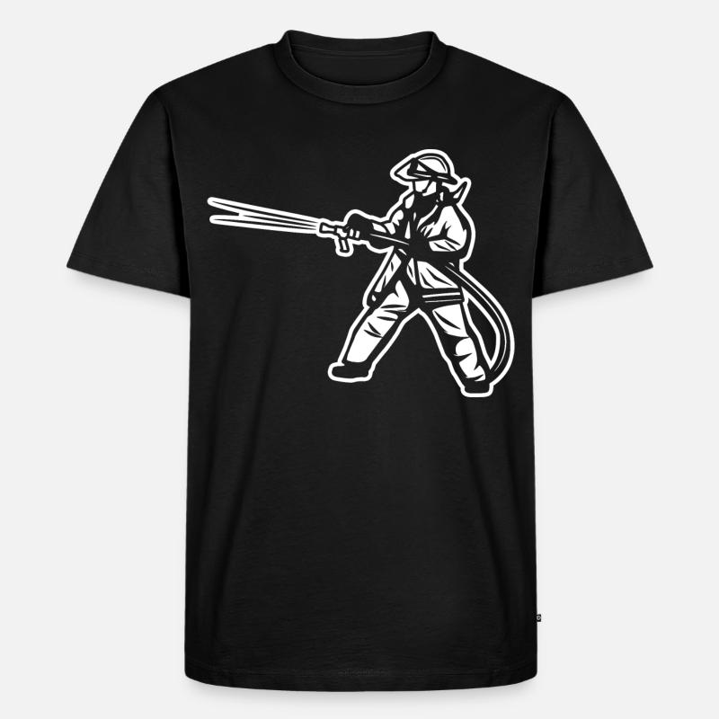 Feuerwehrmann - Männer Premium Bio T-Shirt - Schwarz