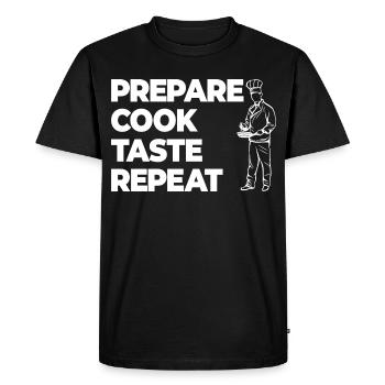Prepare, Cook, Taste - Men's Premium Organic T-Shirt - black - Front - Nico (187cm)