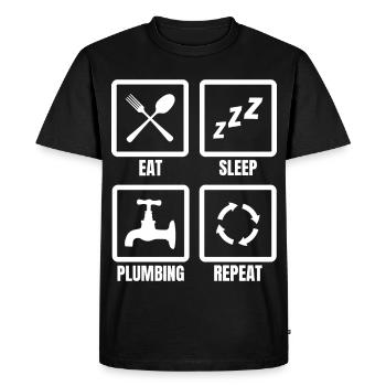 Manger dormir plomberie répéter - T-shirt Premium bio Homme - noir - Devant - Nico (187cm)