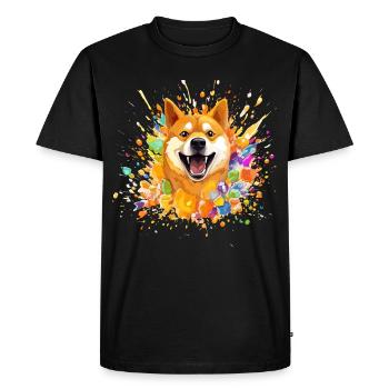 Pièce de monnaie Doge couleur Splash dog - T-shirt Premium bio Homme - noir - Devant - Nico (187cm)