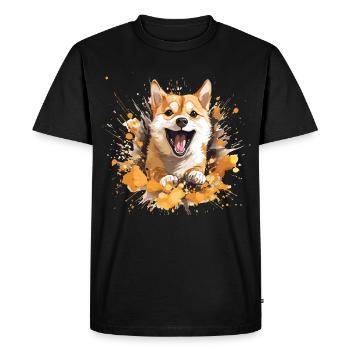 Pièce de monnaie Doge couleur Splash - T-shirt Premium bio Homme - noir - Devant - Nico (187cm)