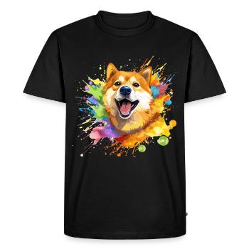 Pièce de monnaie Doge couleur Splash - T-shirt Premium bio Homme - noir - Devant - Nico (187cm)