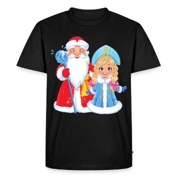 Ded Moroz Snegourotchka, Père Noël russe - T-shirt Premium bio Homme - noir - Devant - Nico (187cm)