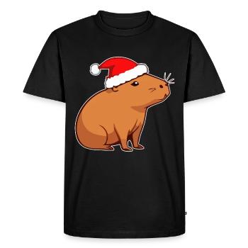 Capybara Noël - T-shirt Premium bio Homme - noir - Devant - Nico (187cm)