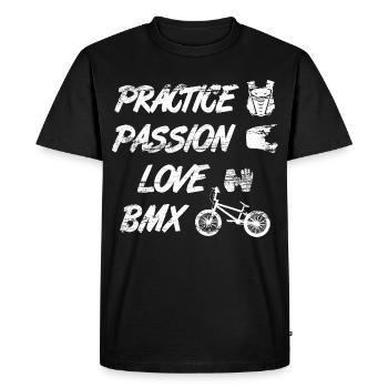 Dicton BMX de motivation - T-shirt Premium bio Homme - noir - Devant - Nico (187cm)