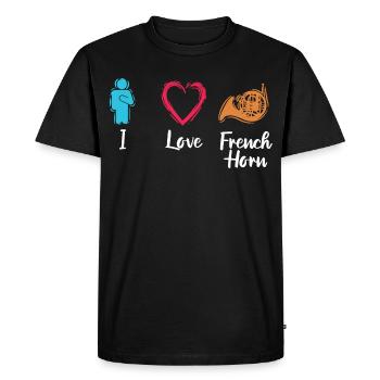 J’adore le cor français - T-shirt Premium bio Homme - noir - Devant - Nico (187cm)