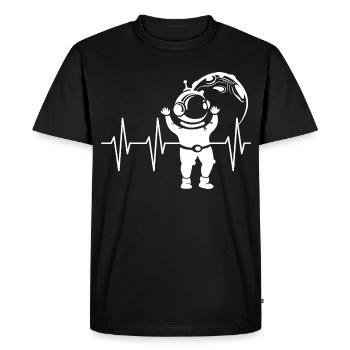 Heartbeat Astronaut Comic Pulse Space ECG Symbol - Men's Premium Organic T-Shirt - black - Front - Nico (187cm)