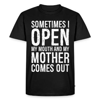 sometimes I open my mouth funny shirt - T-shirt Premium bio Homme - noir - Devant - Nico (187cm)