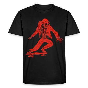 Squelette rouge en skateboard - T-shirt Premium bio Homme - noir - Devant - Nico (187cm)