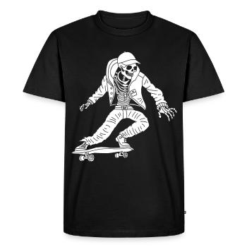 Squelette blanc en skateboard - T-shirt Premium bio Homme - noir - Devant - Nico (187cm)