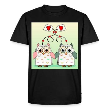 Thé de hibou - T-shirt Premium bio Homme - noir - Devant - Nico (187cm)