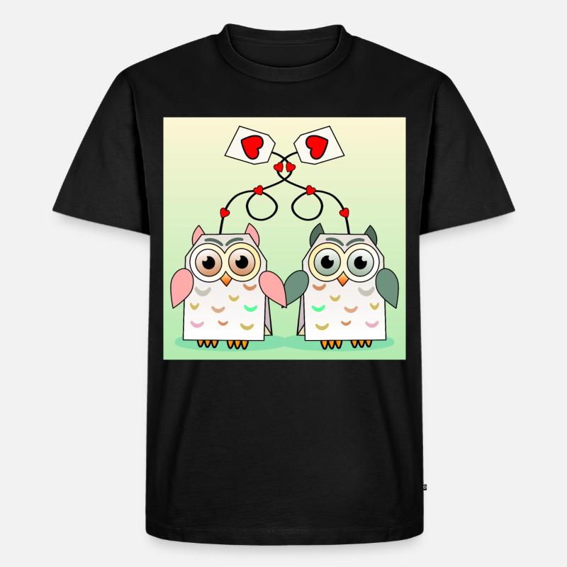 Eulen Tee - Männer Premium Bio T-Shirt - Schwarz