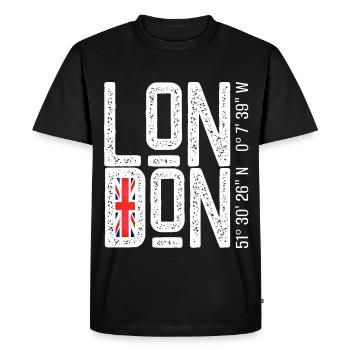 Drapeau de Londres Faute de frappe en difficulté - T-shirt Premium bio Homme - noir - Devant - Nico (187cm)