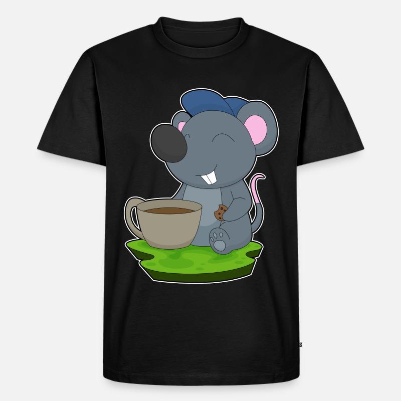 Maus Kaffee Tasse - Männer Premium Bio T-Shirt - Schwarz