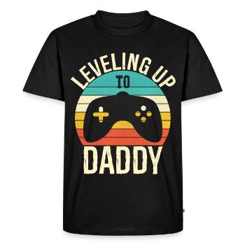 Leveling up to daddy - Men's Premium Organic T-Shirt - black - Front - Nico (187cm)