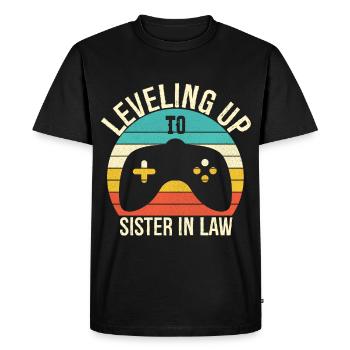Leveling up to sister in law - Men's Premium Organic T-Shirt - black - Front - Nico (187cm)
