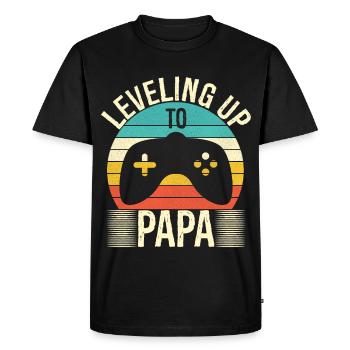 Leveling up to papa - T-shirt Premium bio Homme - noir - Devant - Nico (187cm)