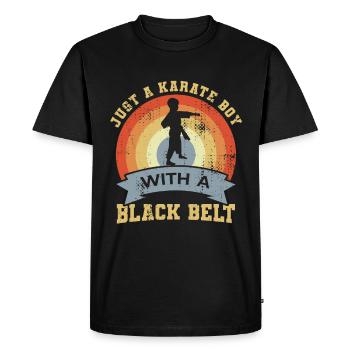 Garçon de karaté avec ceinture noire - T-shirt Premium bio Homme - noir - Devant - Nico (187cm)