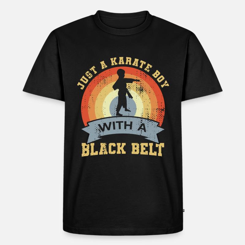 Karate Junge mit schwarzem Gürtel - Männer Premium Bio T-Shirt - Schwarz
