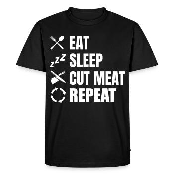 Manger, dormir, boucher, répéter - T-shirt Premium bio Homme - noir - Devant - Nico (187cm)