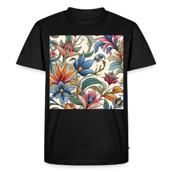 Fleurs végétal colorées - T-shirt Premium bio Homme - noir - Devant - Nico (187cm)