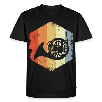 Corne Look rétro - T-shirt Premium bio Homme - noir - Devant - Nico (187cm)