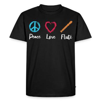 Peace Love Flute - Men's Premium Organic T-Shirt - black - Front - Nico (187cm)