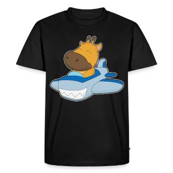 Avion girafe - T-shirt Premium bio Homme - noir - Devant - Nico (187cm)