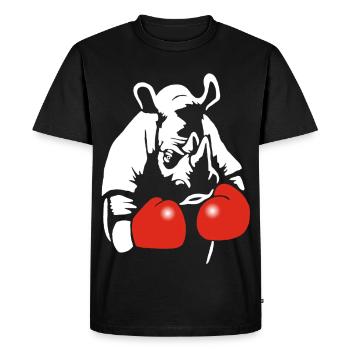 Boxing Rhinoceros - Men's Premium Organic T-Shirt - black - Front - Nico (187cm)