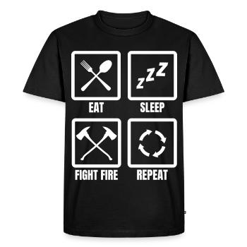 Eat Sleep Fight Fire Repeat - Men's Premium Organic T-Shirt - black - Front - Nico (187cm)