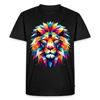 Lion Geometric Colorful Gift - Men's Premium Organic T-Shirt - black - Front - Nico (187cm)