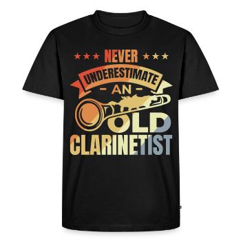 Ne sous-estimez jamais les vieux clarinettistes - T-shirt Premium bio Homme - noir - Devant - Nico (187cm)
