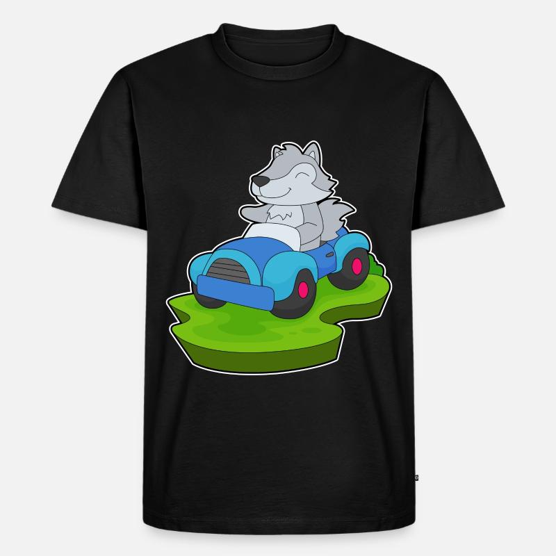 Wolf Auto - Männer Premium Bio T-Shirt - Schwarz