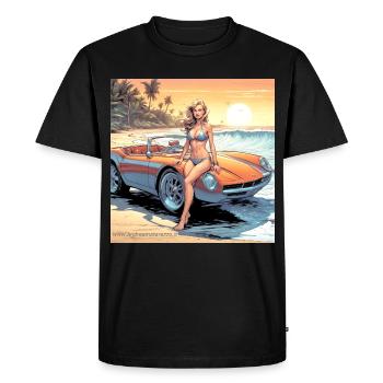 Fille avec voiture et nature de rêve 3 - T-shirt Premium bio Homme - noir - Devant - Nico (187cm)
