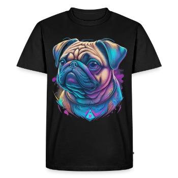 Tête de carlin - T-shirt Premium bio Homme - noir - Devant - Nico (187cm)