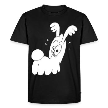 Chien blanc rigolo - T-shirt Premium bio Homme - noir - Devant - Nico (187cm)