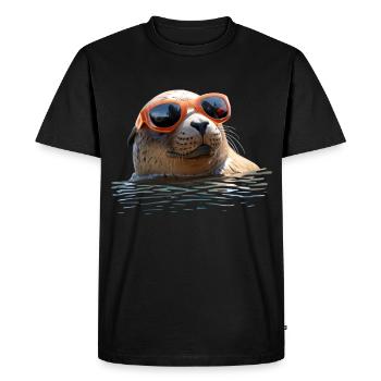Phoque avec lunettes de soleil Phoque Morse Phoques mignons - T-shirt Premium bio Homme - noir - Devant - Nico (187cm)