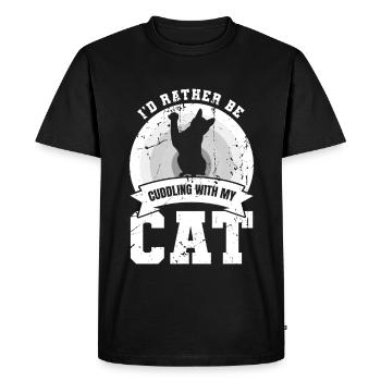 Je faisais des câlins à mon chat - T-shirt Premium bio Homme - noir - Devant - Nico (187cm)