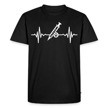 Veterinarian Syringe Heartbeat - Men's Premium Organic T-Shirt - black - Front - Nico (187cm)