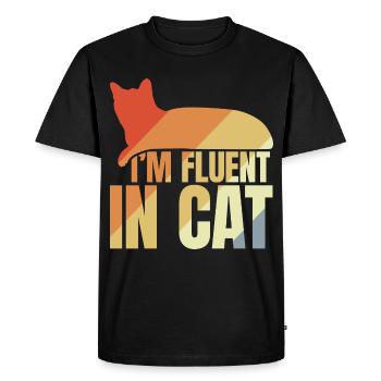 Je parle couramment le chat - T-shirt Premium bio Homme - noir - Devant - Nico (187cm)