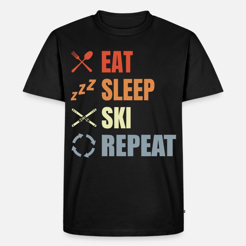 Manger Dormir Ski Répéter - T-shirt Premium bio Homme - noir