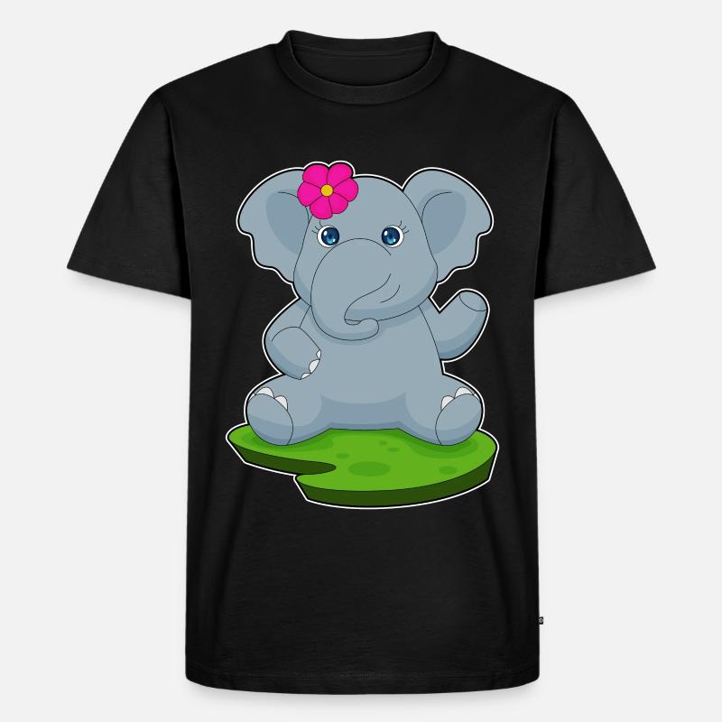 Elefant Blume - Männer Premium Bio T-Shirt - Schwarz