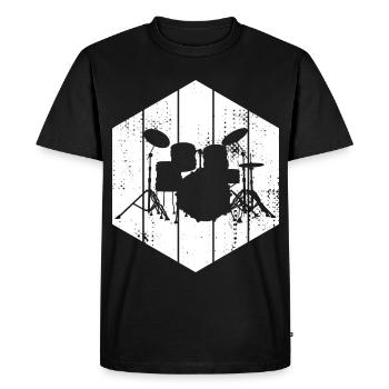 Dessin de la batterie - T-shirt Premium bio Homme - noir - Devant - Nico (187cm)