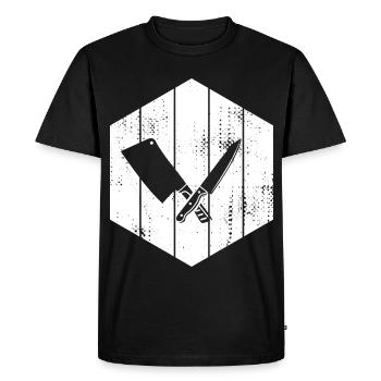 Knife Cleaver Drawing - Men's Premium Organic T-Shirt - black - Front - Nico (187cm)