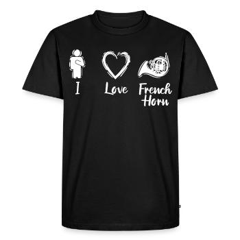 J’aime le cor français - T-shirt Premium bio Homme - noir - Devant - Nico (187cm)